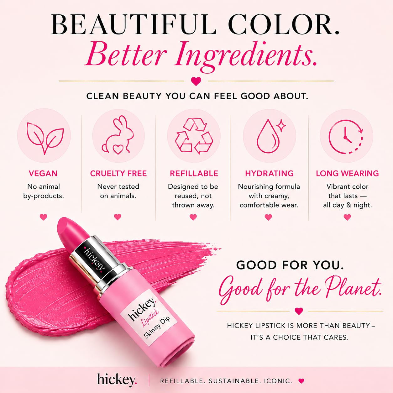 Lipstick Fashion Week Collection, 5 Piece Refill Set (Mile High, Birthday Suit, Walk of Shame, Beach Babe, Skinny Dip), Long Lasting Hydrating Lipstick for Women, Vegan & Gluten-Free