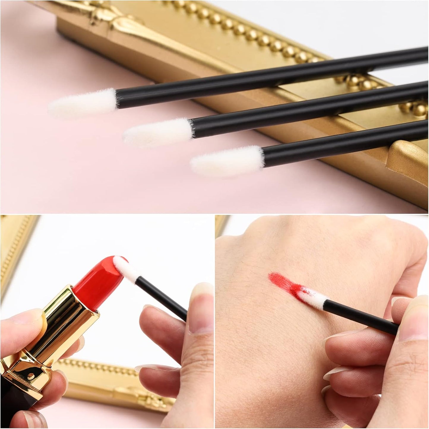 200 Pieces Disposable Lip Wands, Lip Brushes, Lipstick & Gloss Applicators Lint Free Makeup Applicator Brush Beauty Tool