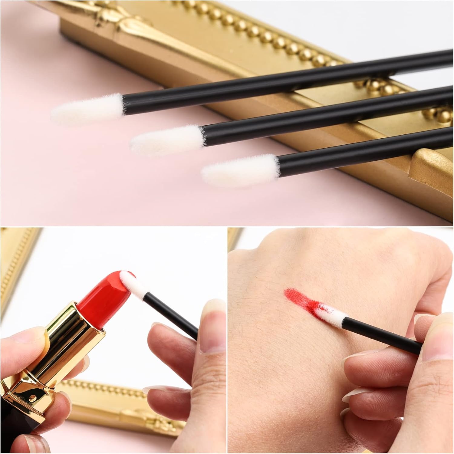 200 Pieces Disposable Lip Wands, Lip Brushes, Lipstick & Gloss Applicators Lint Free Makeup Applicator Brush Beauty Tool