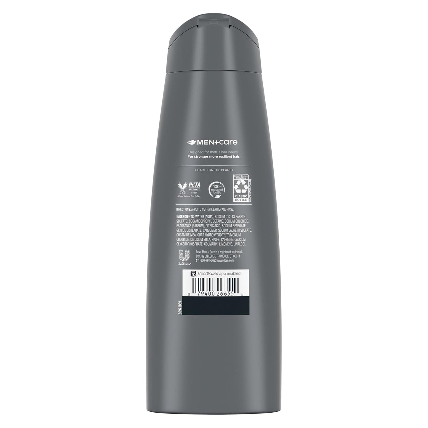 DOVE MEN + CARE Fortifying 2 in 1 Shampoo and Conditioner for Resilient and Thicker Hair Thick and Strong with Caffeine Helps Strengthen Thinning Hair 12 Oz, Pack of 6
