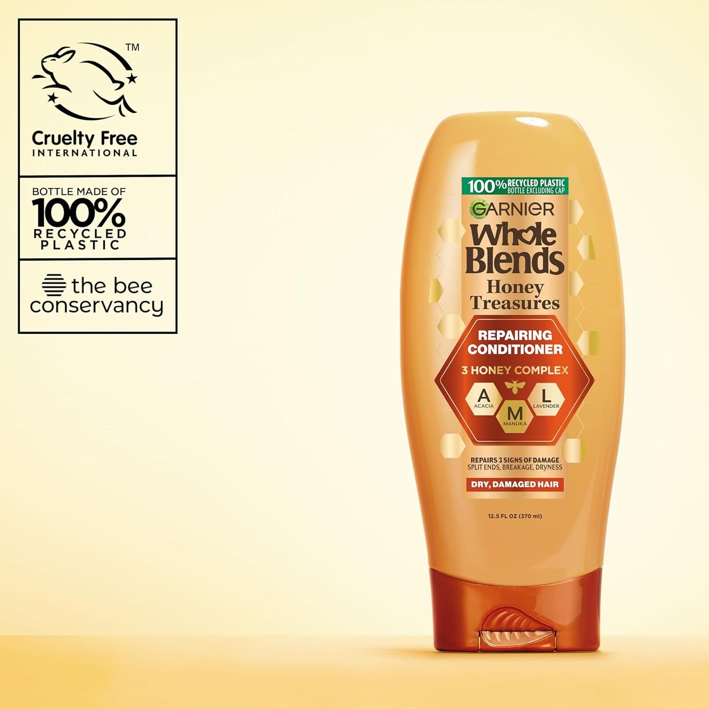 Garnier Whole Blends Honey Treasures Repairing Conditioner, for Dry, Damaged Hair, 3 Fl Oz (Travel Size), 1 Count (Packaging May Vary)