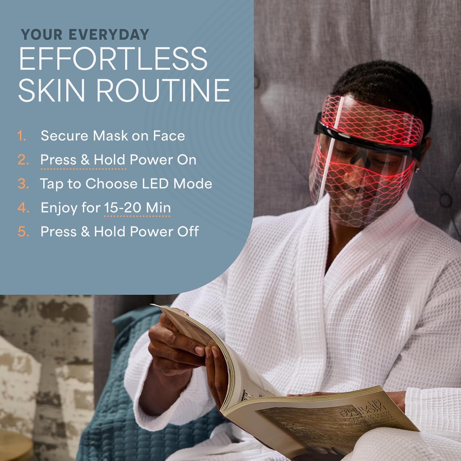 – Red Light Therapy for Face – LED Face Mask Light Therapy with Red and Blue Modes – Vizacure Rechargeable, Portable Skincare Mask for At-Home Use