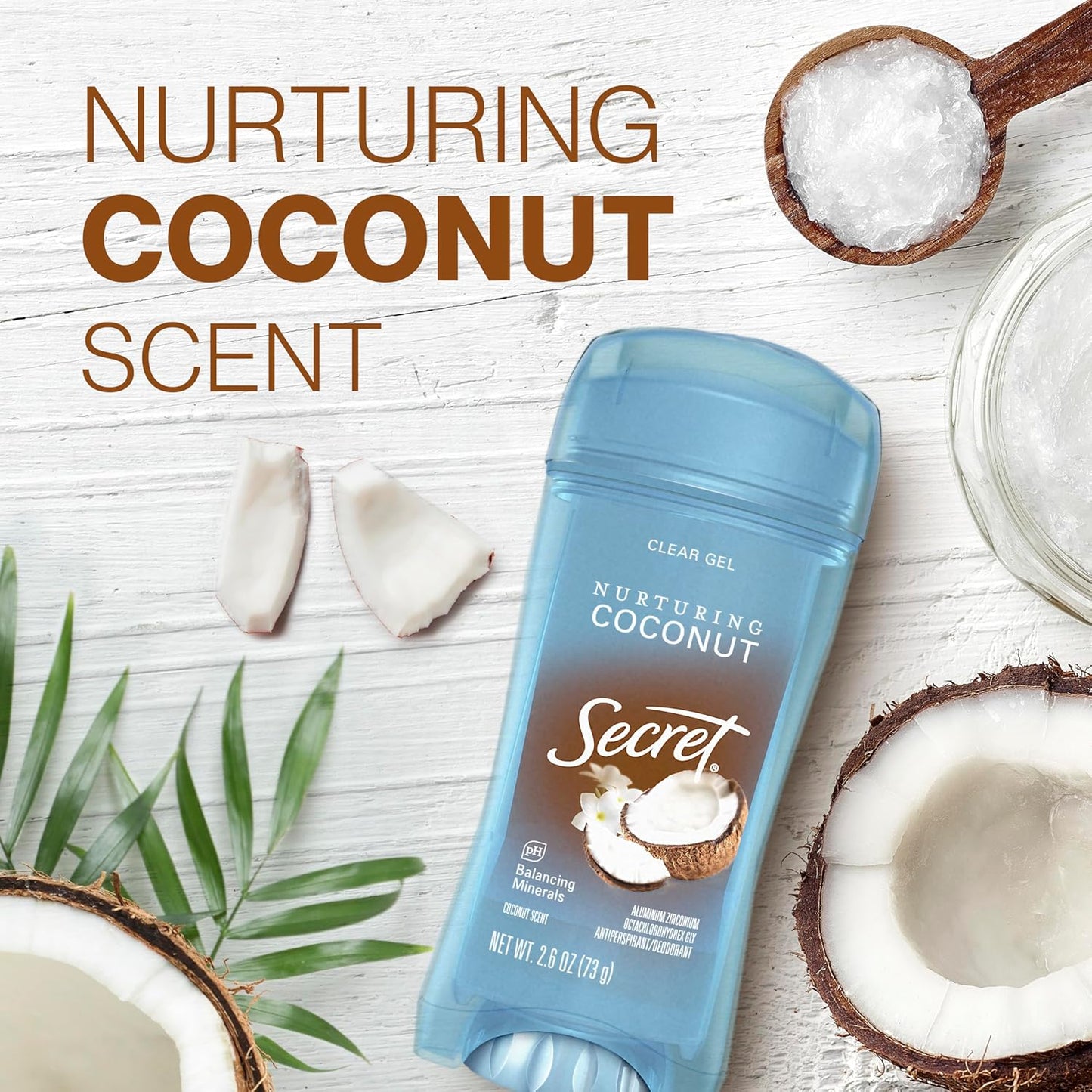 Fresh Antiperspirant Deodorant for Women, 72Hr Breathable Sweat & Odor Protection, Instant Freshness & Gentle, PH Balancing Minerals, Clear Gel, Nurturing Coconut Scent, 2.6 Oz
