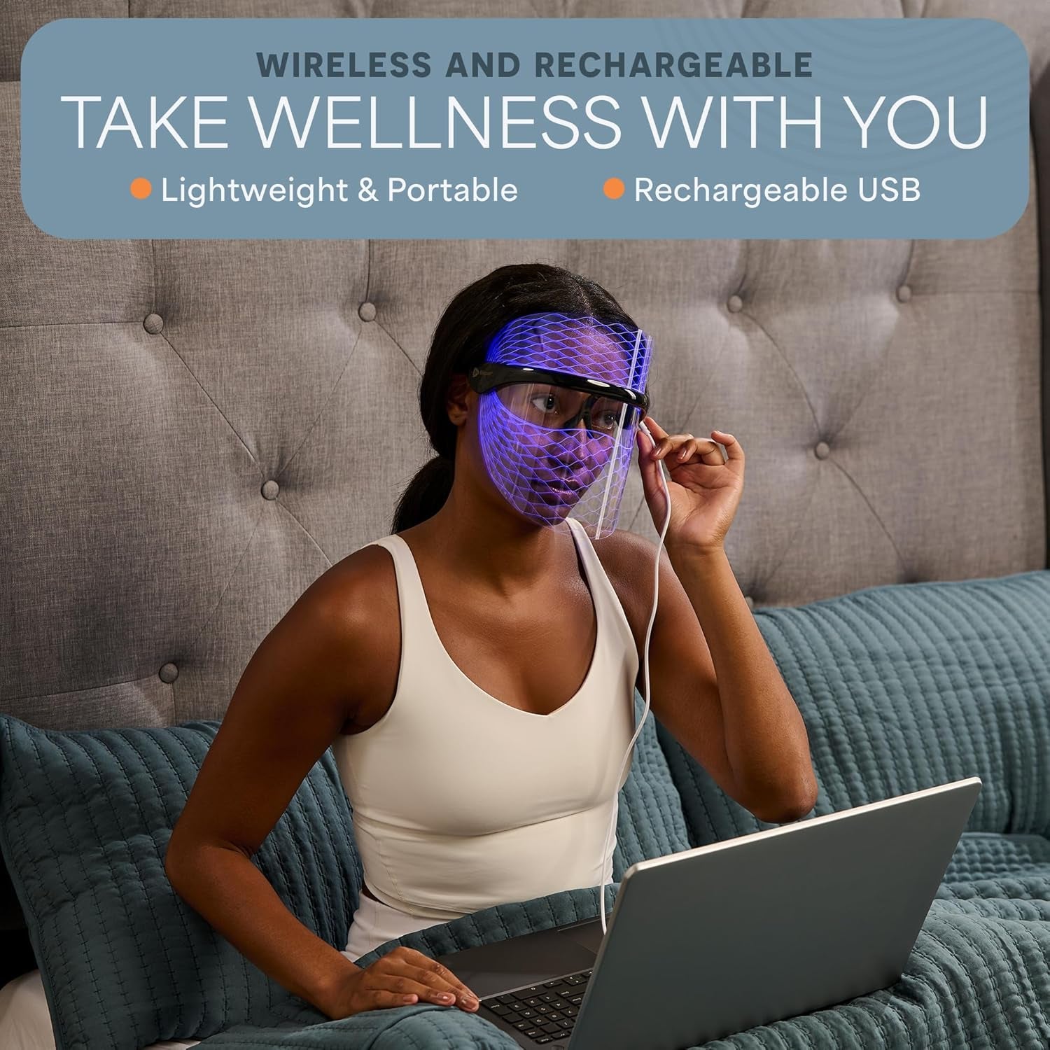 – Red Light Therapy for Face – LED Face Mask Light Therapy with Red and Blue Modes – Vizacure Rechargeable, Portable Skincare Mask for At-Home Use