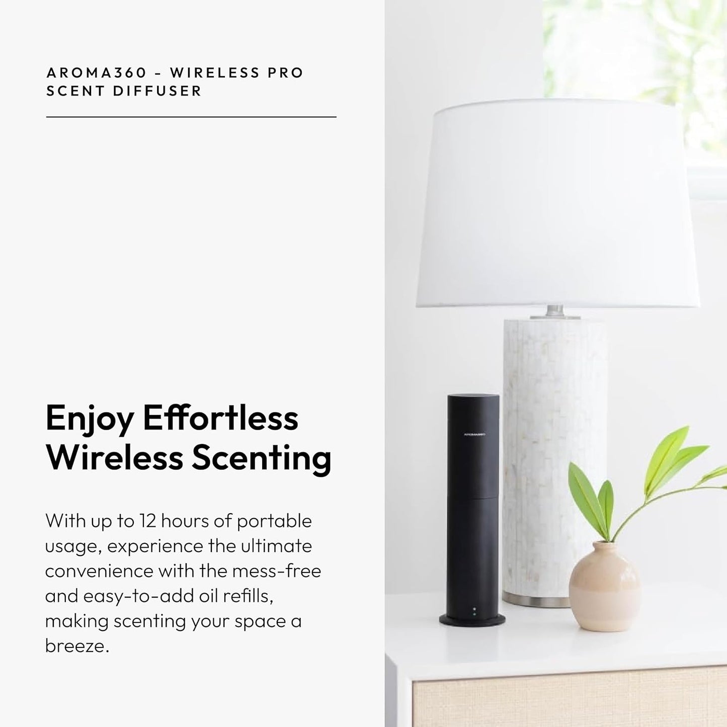 Aroma360 - Wireless Pro Essential Oil Diffuser - 600 Sq Ft Coverage - Cordless & Portable with Remote - Aromatherapy Scent Diffuser - Home, Spa, Office & Business - Air Freshener - Blue