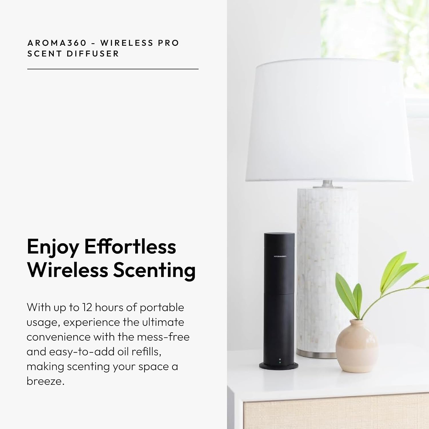 Aroma360 - Wireless Pro Essential Oil Diffuser - 600 Sq Ft Coverage - Cordless & Portable with Remote - Aromatherapy Scent Diffuser - Home, Spa, Office & Business - Air Freshener - Blue