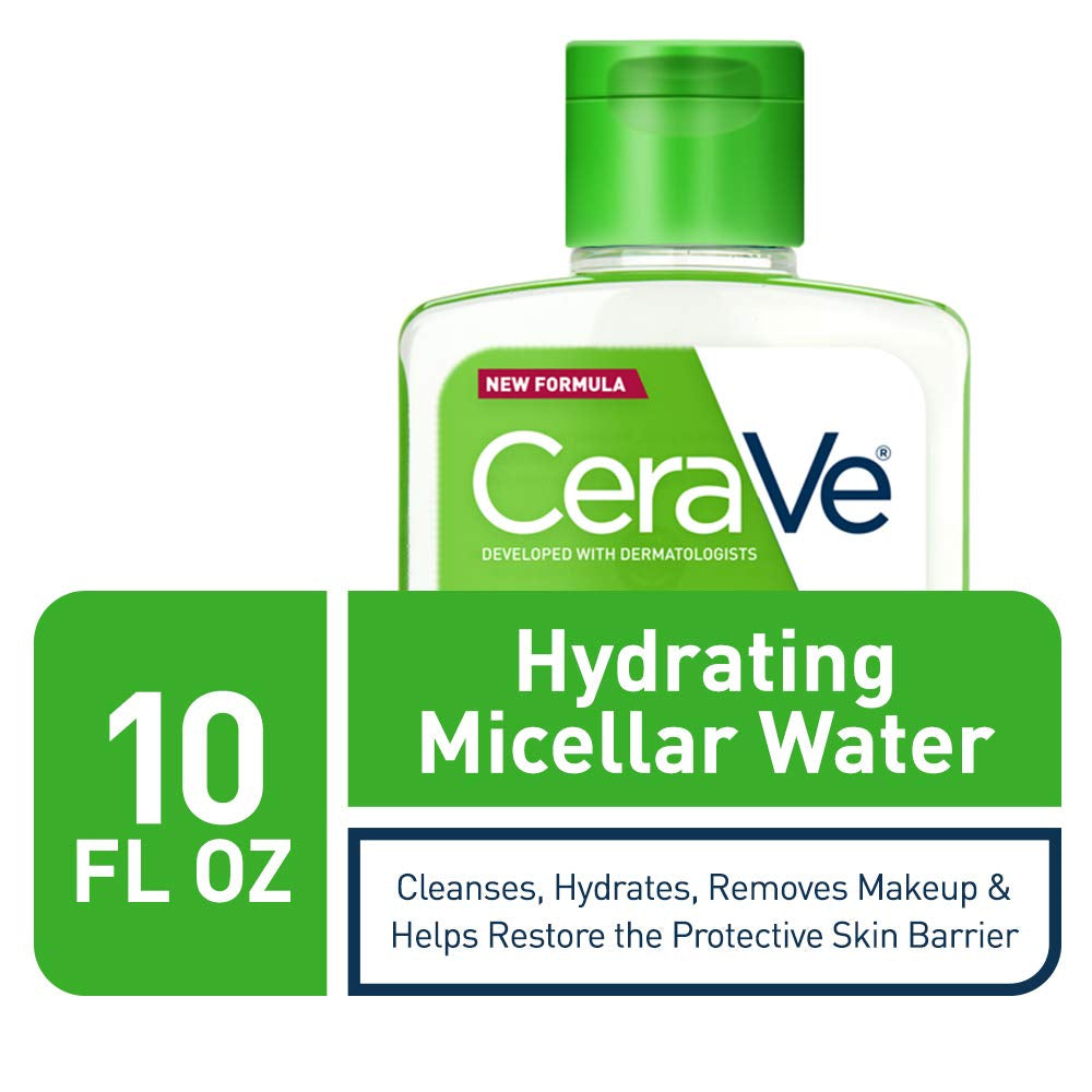 Micellar Water, Hydrating Facial Cleanser & Eye Makeup Remover with Niacinamide, Ceramides & Glycerin, Fragrance-Free & Non-Irritating, 10 Fluid Ounces