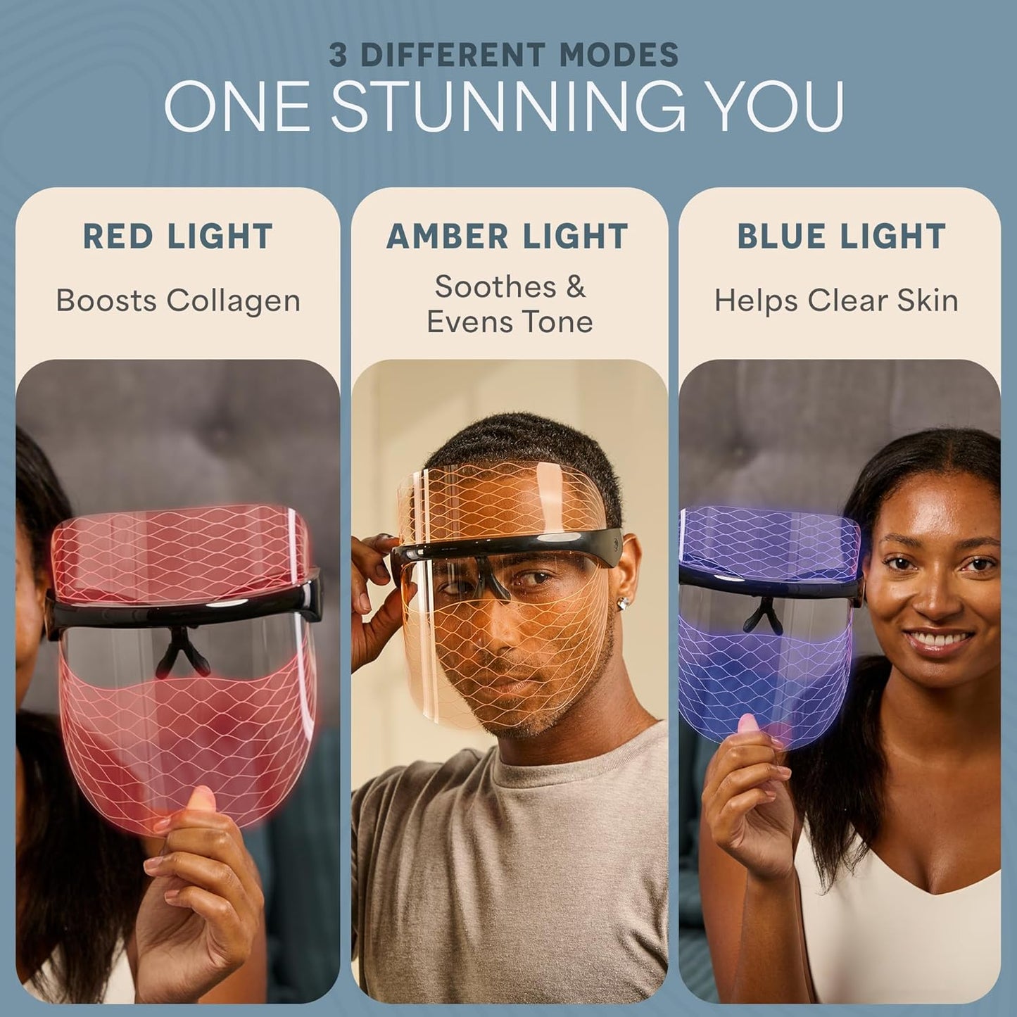 – Red Light Therapy for Face – LED Face Mask Light Therapy with Red and Blue Modes – Vizacure Rechargeable, Portable Skincare Mask for At-Home Use